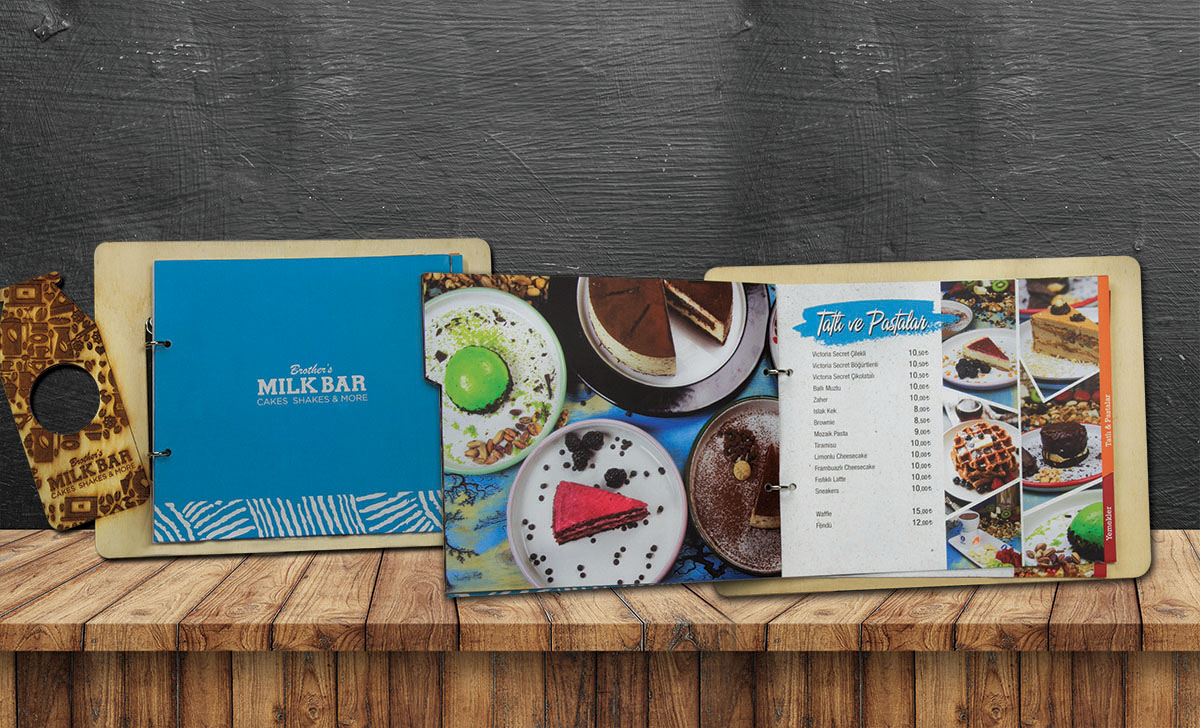Brother's Milk Bar - Ahşap Kapak Menü Tasarımı